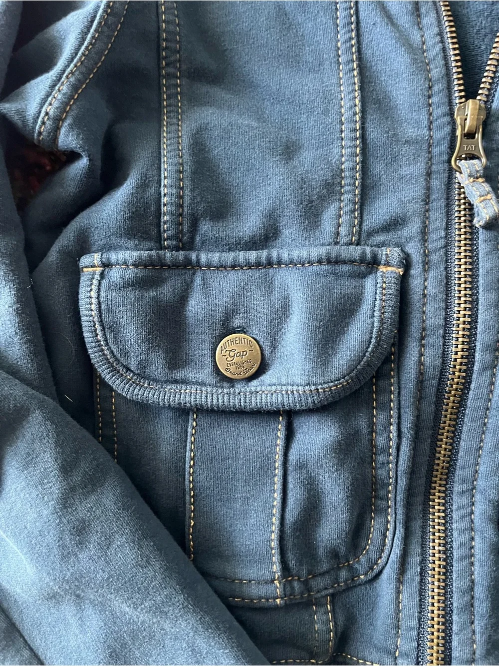 Vintage GAP Kids Navy Zip-Up Hoodie Jacket with Front Flap Pockets